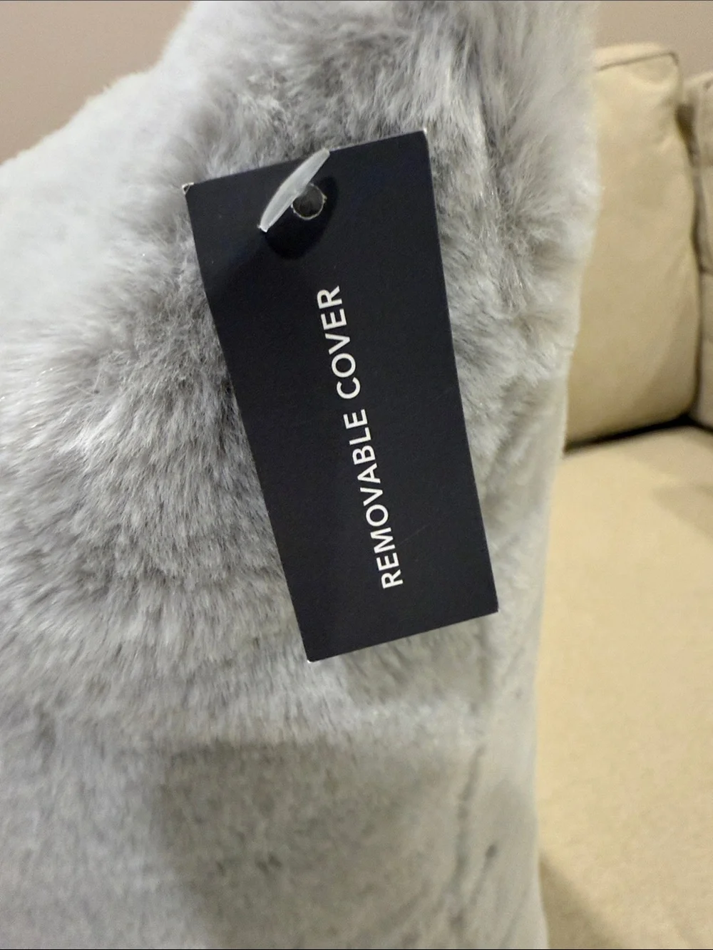 NWT Threshold Soft Light Gray Faux Fur Throw Pillow